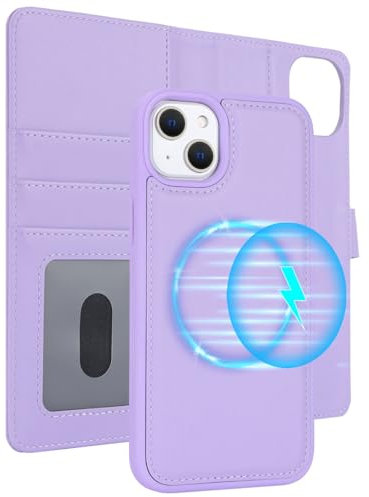 Zouzt for iPhone 15 Plus 6.7 Inch Detachable Wallet Case with Card Holder for MagSafe, Premium PU Leather 2 in 1 Flip Folio Book Magnetic Stand Protective Phone Cover for iPhone 15 Plus - Purple