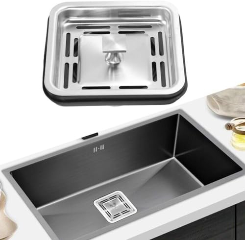 DAZZLEEX Colador cuadrado de acero inoxidable para fregadero evita fugas fregadero de cocina tapón de malla para el hogar 8,5 x 8,5 cm