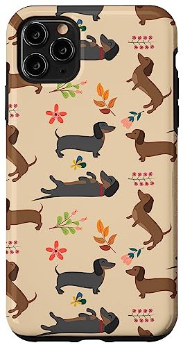iPhone 11 Pro Max Dachshund Pattern Sausage Dog Lover Wiener Flower Pattern Case