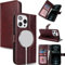 Zouzt for iPhone 12 Pro Max/13 Pro Max 6.7 Inch Genuine Leather Wallet case with Card Holder, [for MagSafe][Credit Slot][Real Leather] Flip Folio Book Protective Phone Cover Women Men - Dark Brown