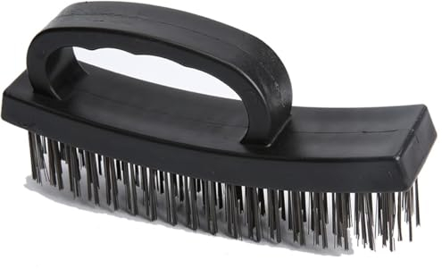 Wire Brush Heavy Duty, 4 Rows Carbon Steel Brush for Cleaning Rust and Dirt with Ergonomic Handle Grip, Multi-Function to clean roof tiles BBQ Rust Removal & Paint Removal on stone wall pack of (1)