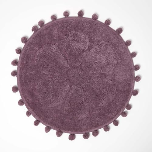 HOMESCAPES Tapis de Bain Rond Rose Fleur tuftée, Tapis de Salle de Bain Absorbant 60 cm