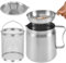 Alongen Oil Filter Pot with Basket 2L Stainless Steel Oil Strainer Pot with Lid and Fine Mesh Strainer Oil Storage Can,Bacon Grease Container,Multi-Functional Oil Filter Tank for Kitchen Cooking