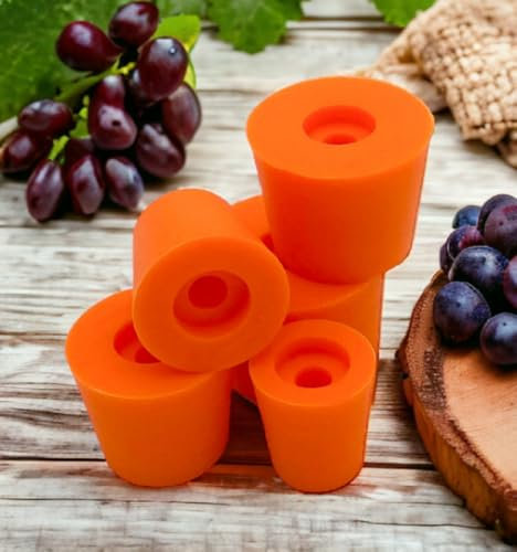 MIKONI Gummistopfen Gummikorken Gärspund Gärverschluss Stopfen Gäraufsatz Weinballon ROT (55/50mm)