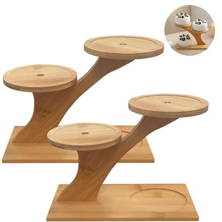 QruiLanTu Mini-Pflanzenständer aus Bambus für Fensterbank und Schreibtisch, kleine dekorative Regale für den Innenbereich, leicht, platzsparend, Heimbüro-Dekoration für Wohnzimmer, Schlafzimmer,