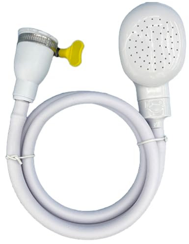 Buaak Shower Attachment for Bath Tap, Shower Hose for Bath Taps Spray, 1.3M White Single Shower Sink Hose with Fit Clamp, Portable Bath Tap Shower Attachment for Pet Dog Cat