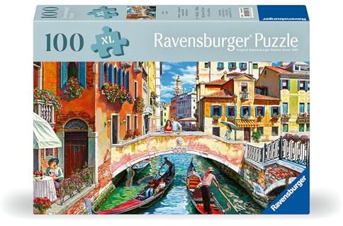 Ravensburger Puzzle 12001365 - Venedig - 100 Teile Venedig-Puzzle für ältere Menschen und Senioren, mit größeren, griffigen Puzzleteilen, großer Bildvorlage und mit Stabiler Unterlage zum Puzzeln