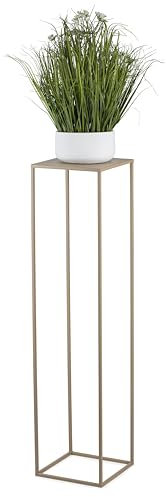 HowHomely Blumenständer Metall Beige 100 cm Hoch - Solider und Robuster Blumenhocker Metall - Pflanzenständer für die Dekoration in Wohnzimmer Schlafzimmer oder Büro