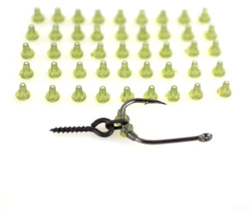50pcs Hook Stops Beads Keep Swivels and Bait Screws Secure on For Carp Fishing Hooks (green)