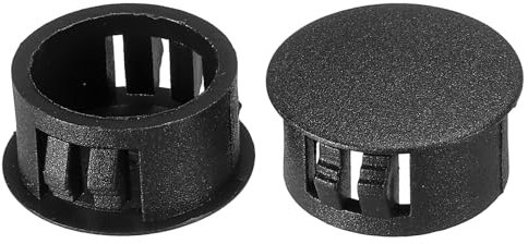 PATIKIL Hole Plugs Plastic, 50 Pcs 19mm(3/4) Screw Bumper Hole Plug Flush Snap Type Round Hole Cover Caps for Round Holes Cabinet Furniture Kitchen, Black