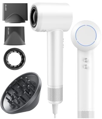 PLUZZ Phon Capelli Professionale con diffusore, Asciugacapelli ad Alta Velocità con 40M Ioni Negativi, Motore Brushless 120.000RPM, Leggero e Portatile per Asciugatura Veloce e Sicura