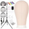 Fernlandia 63in Mannequin Head Stand with 22in Wig Head, Canvas Wig Head Stand with Mannequin Head for Wigs Manikin Head Block Set for Making Display