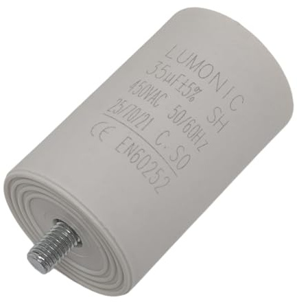 Lumonic Condensateur de démarrage avec Prise De Courant 6,3x0,8mm I 35µF 450V I 45x75mm I 35uF I Condensateur de moteur avec boîtier en plastique I Co
