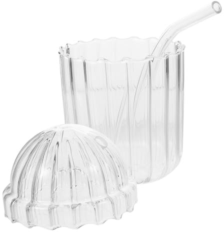 PRETYZOOM Taza para Sorber De Vidrio De Borosilicato Taza para Beber Transparente con Pajita De Gran Capacidad para Bebidas De Hogar