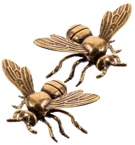 Holibanna 2 Stück Messing Bienen Figur Vintage Stil Bienen Deko Garten Metall Skulptur Schreibtisch Dekoration