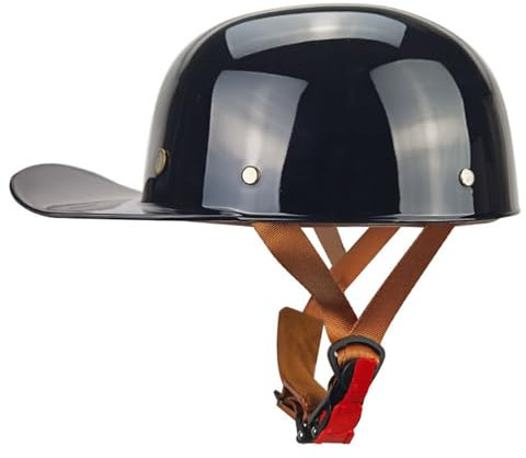 Casco Mezza Open Face Scodella Casco Scooter, Casco Ciclomotore Certificazione Ece Unisex Adulto, l'AntiCollisione Antigraffio, per Biker Cruiser Scooter Touring B,M=(57-58CM)