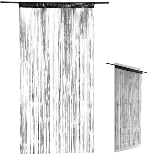 CGTQROVR Bead Curtains for Doorways Door Fly Screen Curtain Outside Multi-function Room Dividers Doorways Panel Bedroom Living Closet Drapes, Black