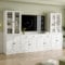 VOWNER 4PSC Großer TV-Schrank mit Bücherregalen für Fernseher bis zu 75 Zoll, 280 cm Long tv Ständer mit gehärteten Glastüren und Einlegeböden, fernsehschrank für Wohnzimmer Weiß (2B+2C)
