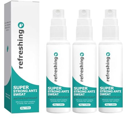 Spray antitranspirante, desodorante antisudor en hiperhidrosis, para manos, pies y cabeza, detiene la transpiración en áreas problemáticas, capa de pulverización invisible, no se pega ni deja residuos