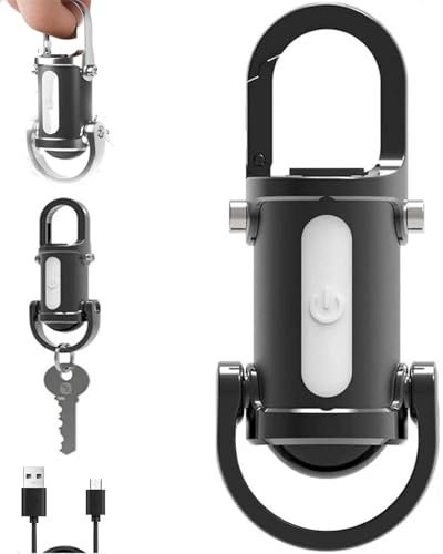 Zumylea 1200LM Super Bright Mini Keychain Flashlight Waterproof, Rechargeable LED Keychain Torch, 2 in 1 Flashlight and Power Bank for Hiking, Camping (Black)