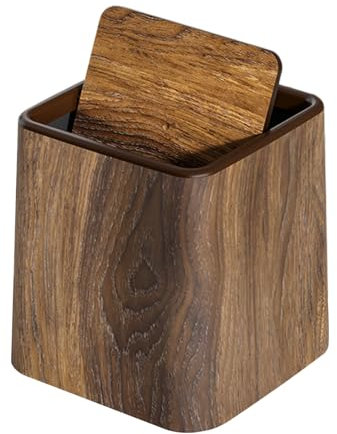 Panier de déchets en bois, petit bureau à ordures peut poubelle poubelle récipient de recyclage à poubelle avec un coffre de rangement de couvercle décor d'économie d'espace pour la maison salle bain