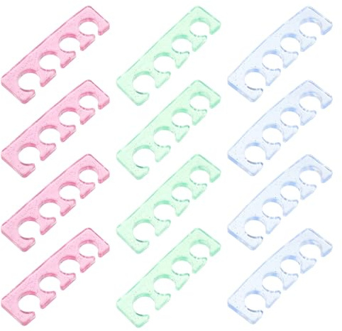 ARTSEWPLY 12 Stück Silikon Zehenspreizer für Pediküre und Nageldesign Weiche Zehen und Fingerspreizer Zur Präzisen Nageltrennung Wiederverwendbar Farbig Rosa Blau Grün