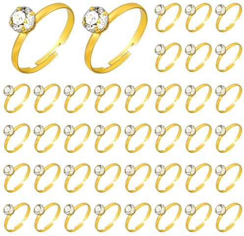 Aphumedc 40 Stück Ringe Gold Damen Frauen Fake Rings Gefälschte Ringe für Verlobungs Hochzeits Tischdekoration Partygeschenke Junggesellinnenabschied Deko
