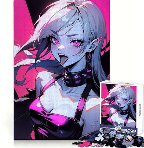 Mad Vampire Anime Girl 1000 Piece Jigsaw Puzzles for Teenagers Jigsaw Home Play Neat Thick Home Fun Fine Art (38x52cm)