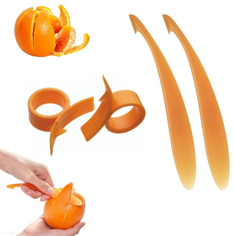 4Pcs Orange Peeler Tool Plastic Citrus Slicer Kitchen Gadget | 4pcs plastic orange peeler tools for citrus, lemons, mangos and grapefruits, easy fruit opening and portable kitchen use.