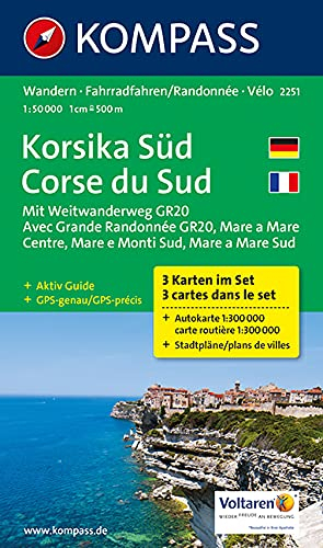 Korsika Süd - Corse du Sud - Weitwanderweg GR20: Wanderkarten-Set mit Aktiv Guide. GPS-genau. 1:50000 (KOMPASS Wanderkarte, Band 2251)