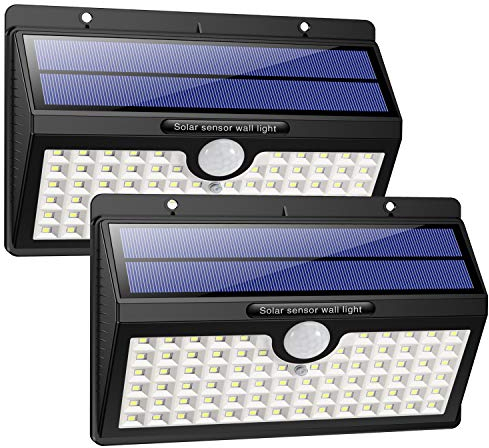 HETP Solar Lights Outdoor, Upgraded 78 LED Solar Motion Sensor Security Lights - Solar Powered Lights Waterproof Wireless Wall Lights Solar Lamps with 3 Intelligent Modes for Outside(2 Pack)