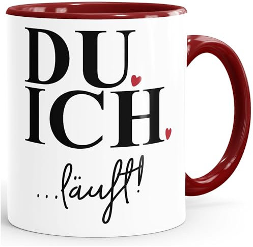 MoonWorks® Kaffee-Tasse mit Spruch Du Ich läuft Liebes-Geschenk Partner Freundin Freund inner-bordeaux Keramik-Tasse