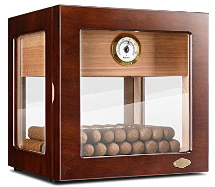 Humidore für Zigarren 100-150 - Humidor Cigar Box mit Luftbefeuchter und Hygrometer - Humidor Adorini Deluxe Desktop Display