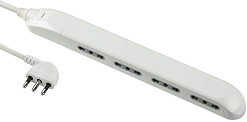 Electraline 61910 Multipresa Super Slim Salvaspazio 23 mm, 4 Posti Bivalenti 10/16A, Spina 90° 16A, Cavo 1.5 M, Bianco
