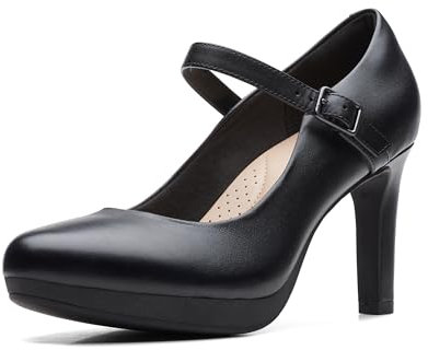 Clarks Women's Ambyr Shine Pump, Black Leather, 9 UK