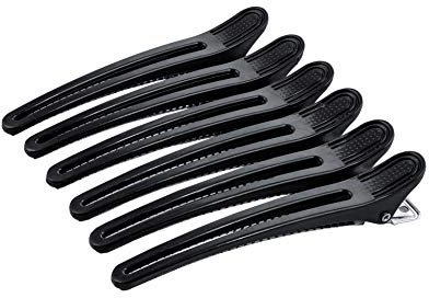 PONIK'S PROFESSIONAL - Haarspangen aus Metall und Kunsstoff, Haarclips für Friseur, zum Frisieren – Haarklipse, Haarklammern, Clips fürs Haar – 6 Stück, schwarz, 10 cm