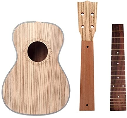 FLFL DIY Bausatz Gitarre DIY. Ukulele 23 '' Kit Zebawood Body Mahagoni-Nacken-Palisander-Fingerboard Ukulele-Teile Unvollendeter Gitarrenbausat