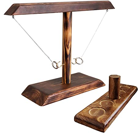 Ring Toss Battle Games for Adults and Kids, Hooks Party Game with Shot Ladder Bundle,Handmade Wooden Ring Toss Fast-paced Interactive Game for Home, Adults Games & Toys