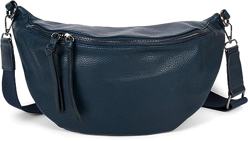 styleBREAKER Women's Half Moon Crossbody Shoulder Bag, detachable adjustable shoulder strap, solid color handbag 02012386, Colour:Dark Blue