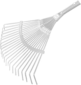 Amig - Testa di Scopa in Metallo per Giardinaggio | Con 22 Plettri e Lamelle Regolabili in Acciaio | Rastrello per Pulire il Prato | Raccogli Foglie e Terra del Giardino | Regolabile da 30 a 50 cm