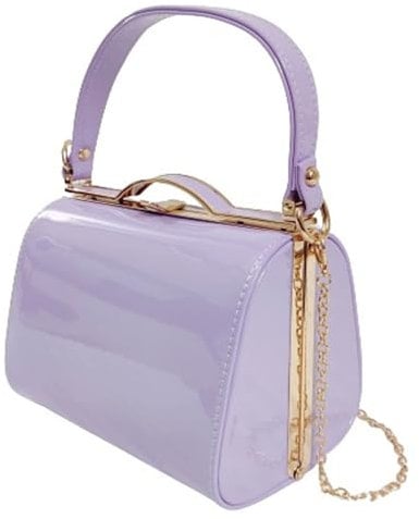UShopUK Bolso de mano cruzado de charol con asa superior para novia, graduación, boda, fiesta de noche, fiesta, Lila, medium