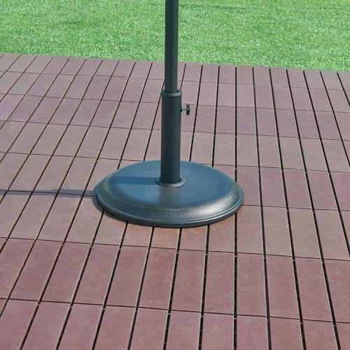 casa.pro Pied de Parasol Rond avec Adaptateurs 37/42/52/58 mm Fixation Facile Couche de Protection Résistant aux Intempéries Style Intemporel Béton Fer 45 x 5 cm Noir