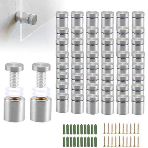 YKUKIZEE 60PCS 12x25mm Stand Off Wall Fixing Sign Screw Stainless Steel | for Display Poster Billboard Advertising