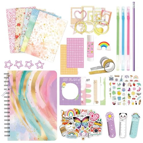 Wonsfuleu Tagebuch-Set für Mädchen,Mädchen-Tagebuch-Set - Journaling Art Crafts Niedliche stationäre Scrapbook-Zubehör,Tragbares Tagebuch-Zubehör-Set für Mädchen, Aufkleber, Sammelalbum, exquisit für