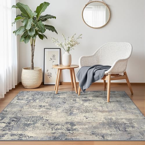 BEIMO Tappeto Salotto Pelo Corto, Moderno Tappeto Camera Da Letto, Tappeti Antiscivolo Lavabile, Tappeti Astratto per Cameretta, Soggiorno, Sala, Scendiletto, Ciano, 120x170cm