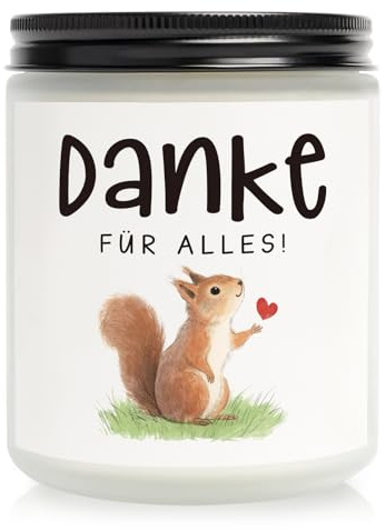 Dankeschön Geschenke, Klein Danke Geschenk für Frauen, Freund und Lehrer, Danke für Alles, Süße Eichhörnchen Lavendel Duftkerze, Abschiedsgeschenk Kollegen Erzieherin und Hebamme