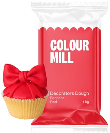 Colour Mill Decorators Dough Edible Cake Covering | Easy-to-Roll, Easy-to-Drape Fondant | Vanilla-Flavored Sugarpaste - 2.2 Pounds Red