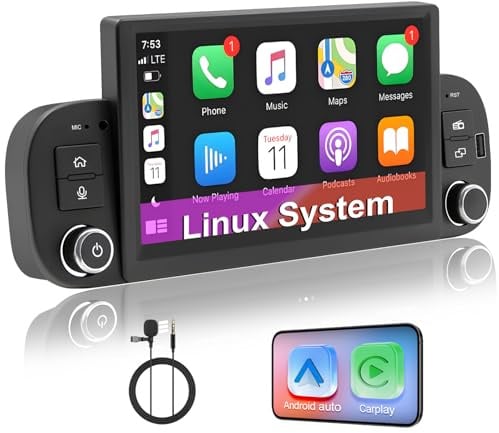 Autoradio Linux Fiat Panda (2013-2020) –Avvio in 3-5 secondi | Schermo IPS 7, CarPlay & Android Auto wireless, AM/FM/RDS, DSP, USB, Bluetooth, microfono, comandi al volante – plug & play