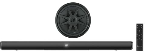 Kicker 50CVX154 CompVX Bundle: 15 in 1000-Watt RMS 2000-Watt Peak DVC 4-Ohm Car Audio Subwoofer, ONE-BAR 36 in 300-Watt Peak 80-Watt RMS Bluetooth Soundbar, HDMI ARC Optical, 2-Items