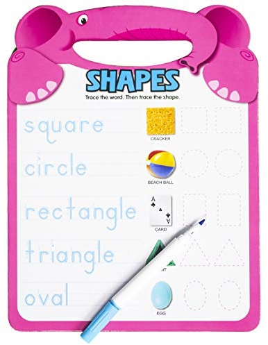 Active Minds - Shapes Write-and Erase Wipe Clean Elephant Learning Board - Ages 4 and Up